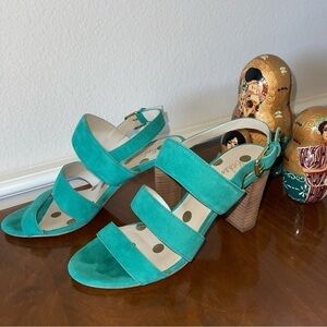 Boden | Aqua  Samantha Suede Block-Heel Sandal - Women Size 7.5 | 38
